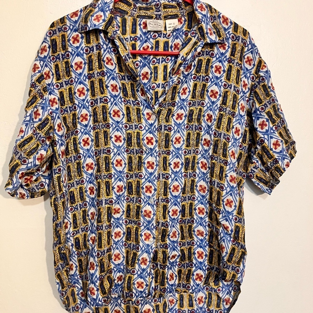 Vintage made in England Miss Selfridge Limited Edition rayon button front camp S - Picture 8 of 8